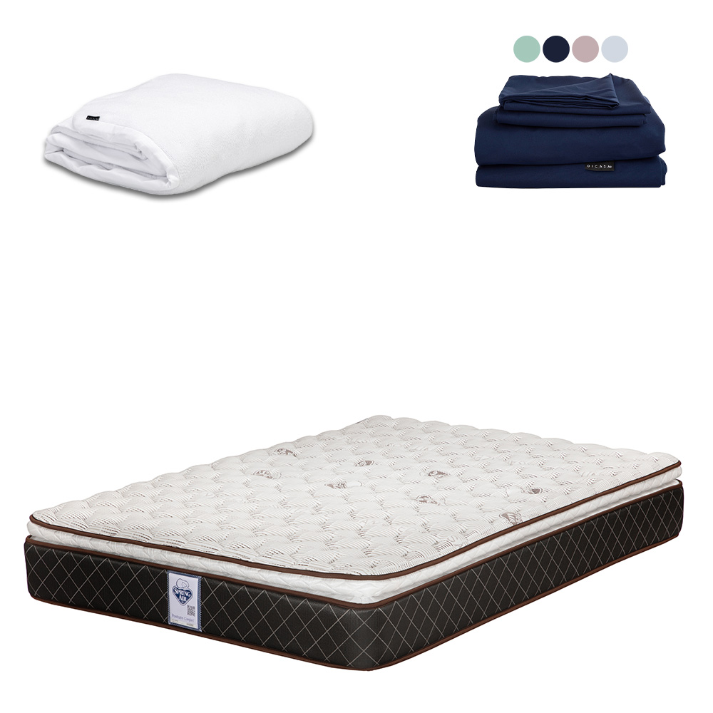 Foto 1 | Colchón Spring Air Minesota Color  Café King Size + Protector Cloud + Sábanas Softy