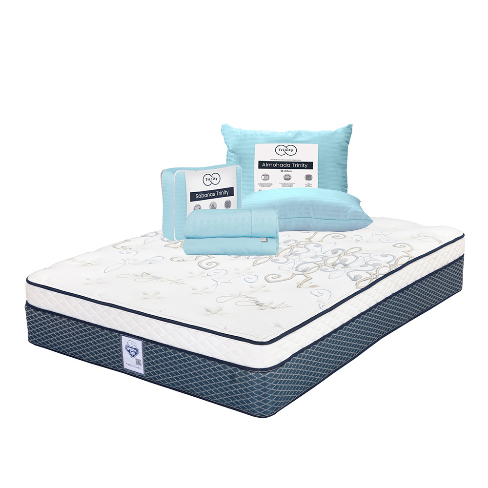 Foto 1 | Colchón Spring Air Cantabria Color Azul Queen Size + Almohada Trinity + Sábanas Trinity