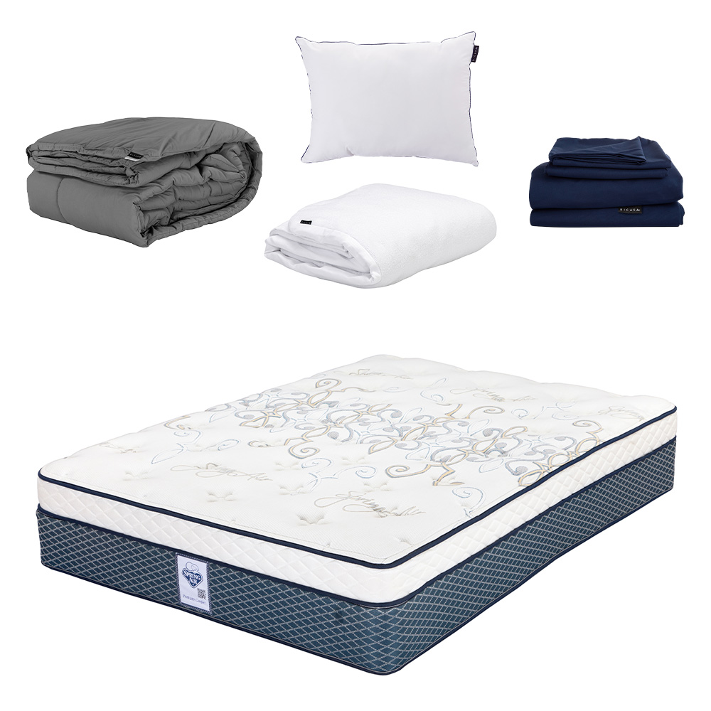 Foto 1 | Colchón Spring Air Cantabria Color  Vivos Dorados Matrimonial+almohada One+protector Cloud+sábanas Softy+edredón Homy