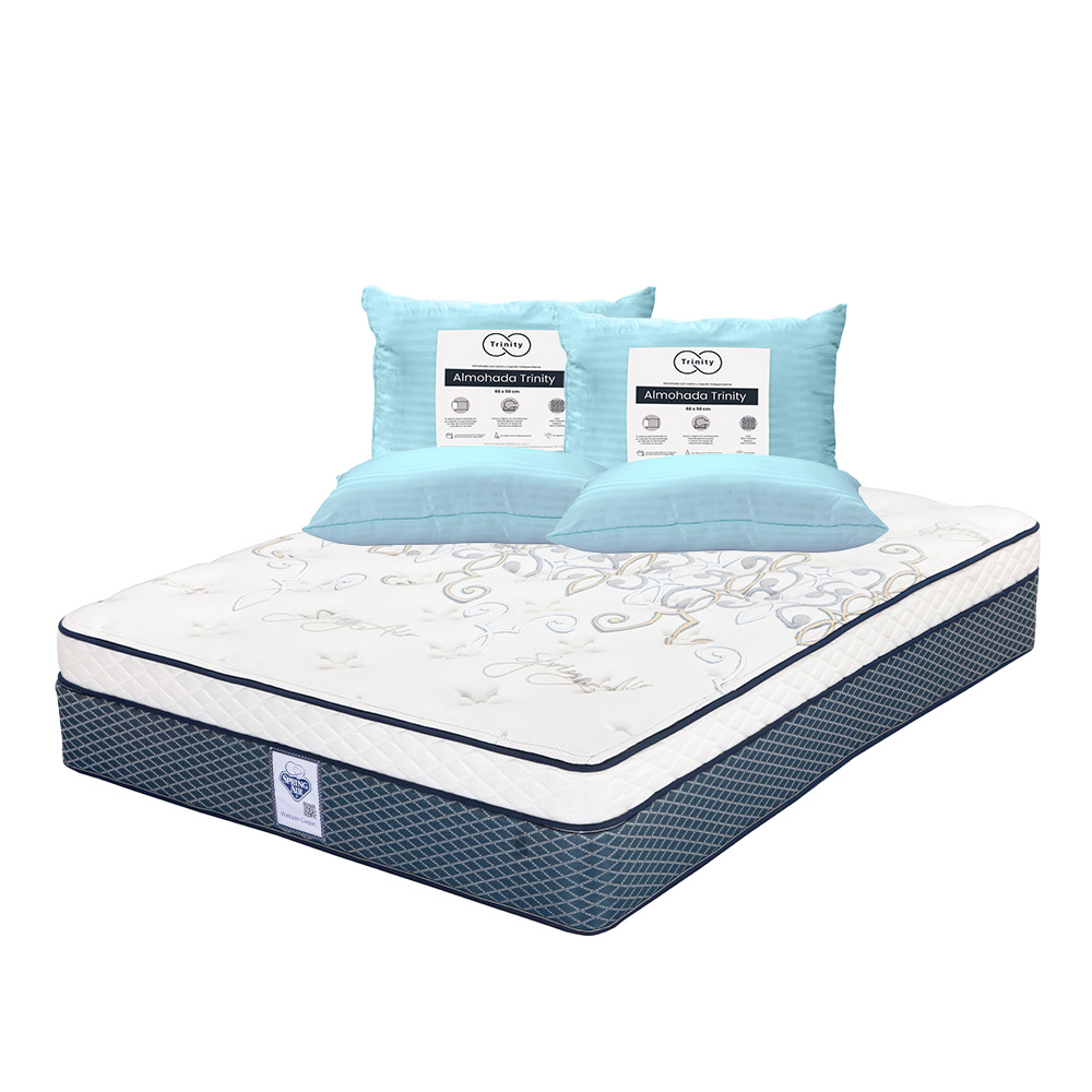 Foto 1 | Colchón Spring Air Cantabria Color Azul Queen Size + 2 Almohadas Trinity