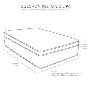 Foto 6 | Colchón Restonic Lipa Color Blanco King Size + Almohada One + Sábanas Softy