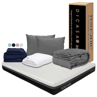Foto 1 | Colchón Dicasa Inabox Color Blanco Queen Size + Almohada 2pack + Protector Cloud + Sábanas Softy + Edredón Homy