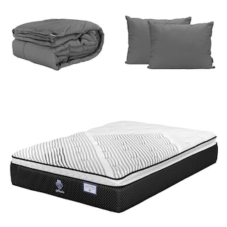 Foto 1 | Colchón Spring Air Alaska Color Negro Queen Size + Almohada 2pack + Edredon Homy