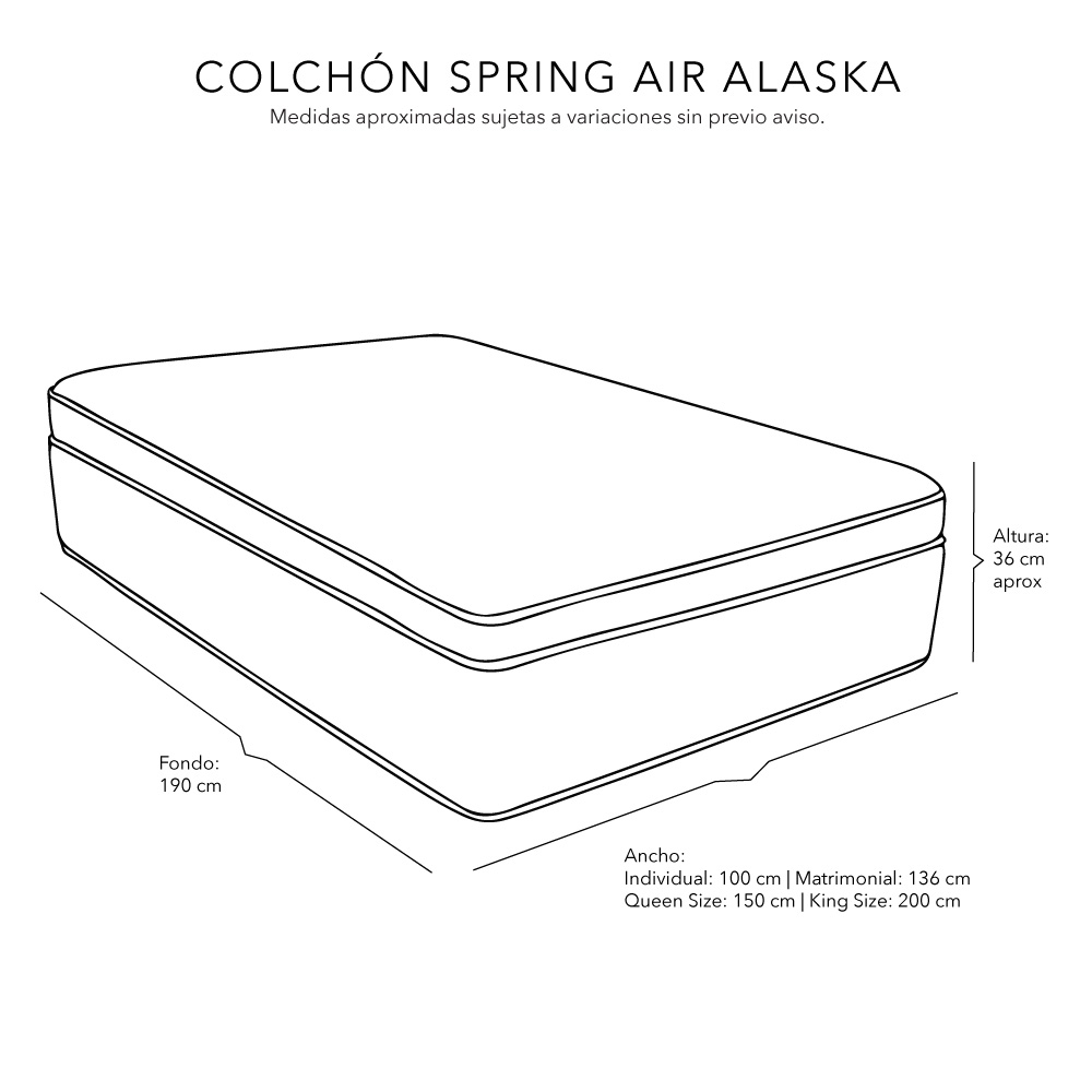 Foto 7 pulgar | Colchón Spring Air Alaska Color Negro Queen Size + Almohada 2pack + Edredon Homy