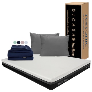 Foto 1 | Colchón Dicasa Inabox Color Blanco Queen Size + Almohada 2pack + Sábanas Softy