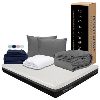 Foto 1 | Colchón Dicasa Inabox Color Blanco King Size + Almohada 2pack + Protector Cloud + Sábanas Softy + Edredón Homy