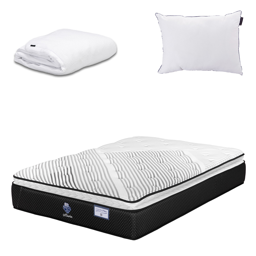 Colchón Spring Air Alaska Color Negro King Size + Almohada One + Protector Cloud