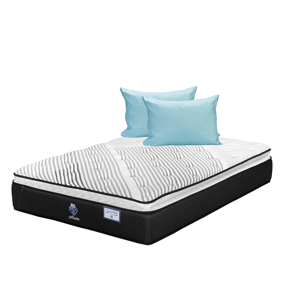 Colchón Spring Air Alaska Color Blanco King Size + 2 Almohadas Trinity