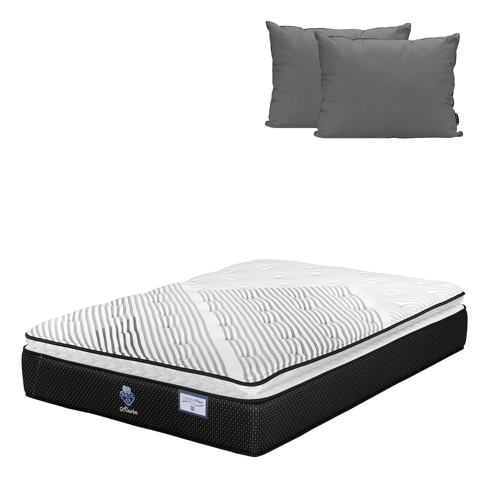 Colchón Spring Air Alaska Color Negro Matrimonial + Almohada 2pack