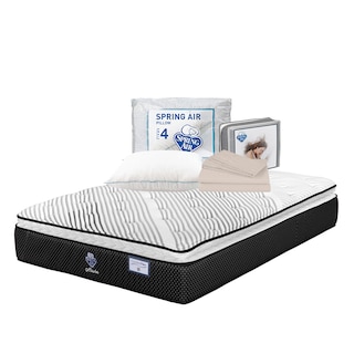 Foto 1 | Colchón Spring Air Alaska Color Blanco King Size + Almohada Osos + Sábanas Basic