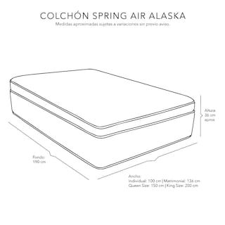 Foto 4 | Colchón Spring Air Alaska Color Negro King Size + Almohada One + Protector Cloud + Sábanas Softy + Edredón Homy