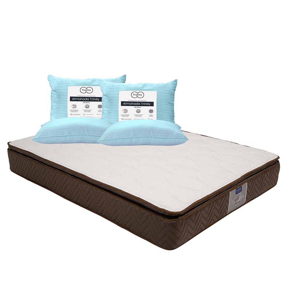 Colchón Restonic Nautilus Color Café King Size + 2 Almohadas Trinity