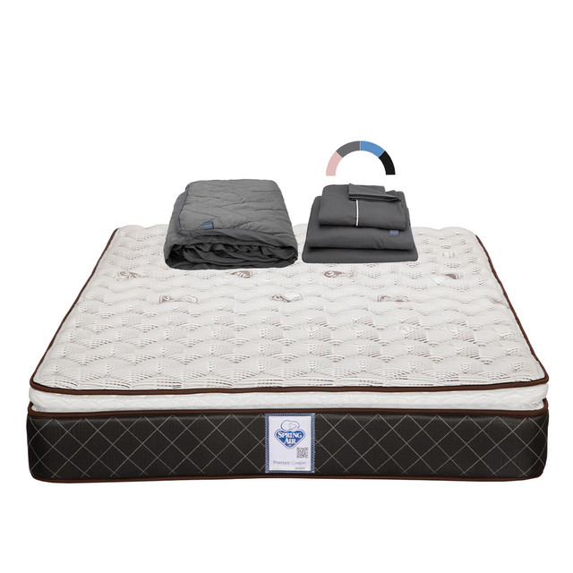 Colchón Spring Air Minesota Color  Café Individual + Protector Lux + Sabanas Royal