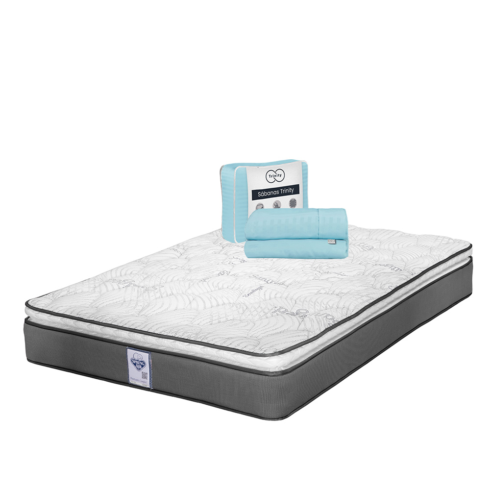 Colchón Spring Air Prestige Color Gris Queen Size + Sábanas Trinity