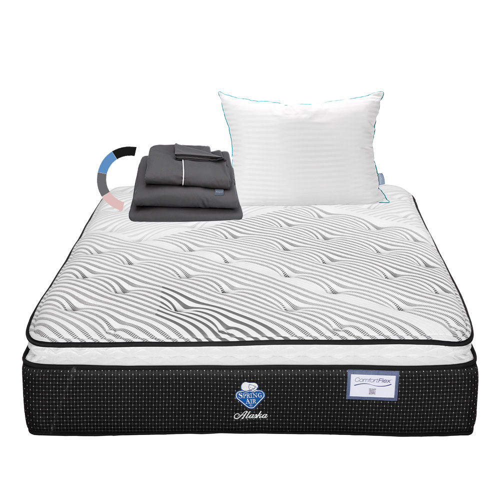 Colchón Spring Air Alaska + Almohada Royal + Sábanas Royal King Size