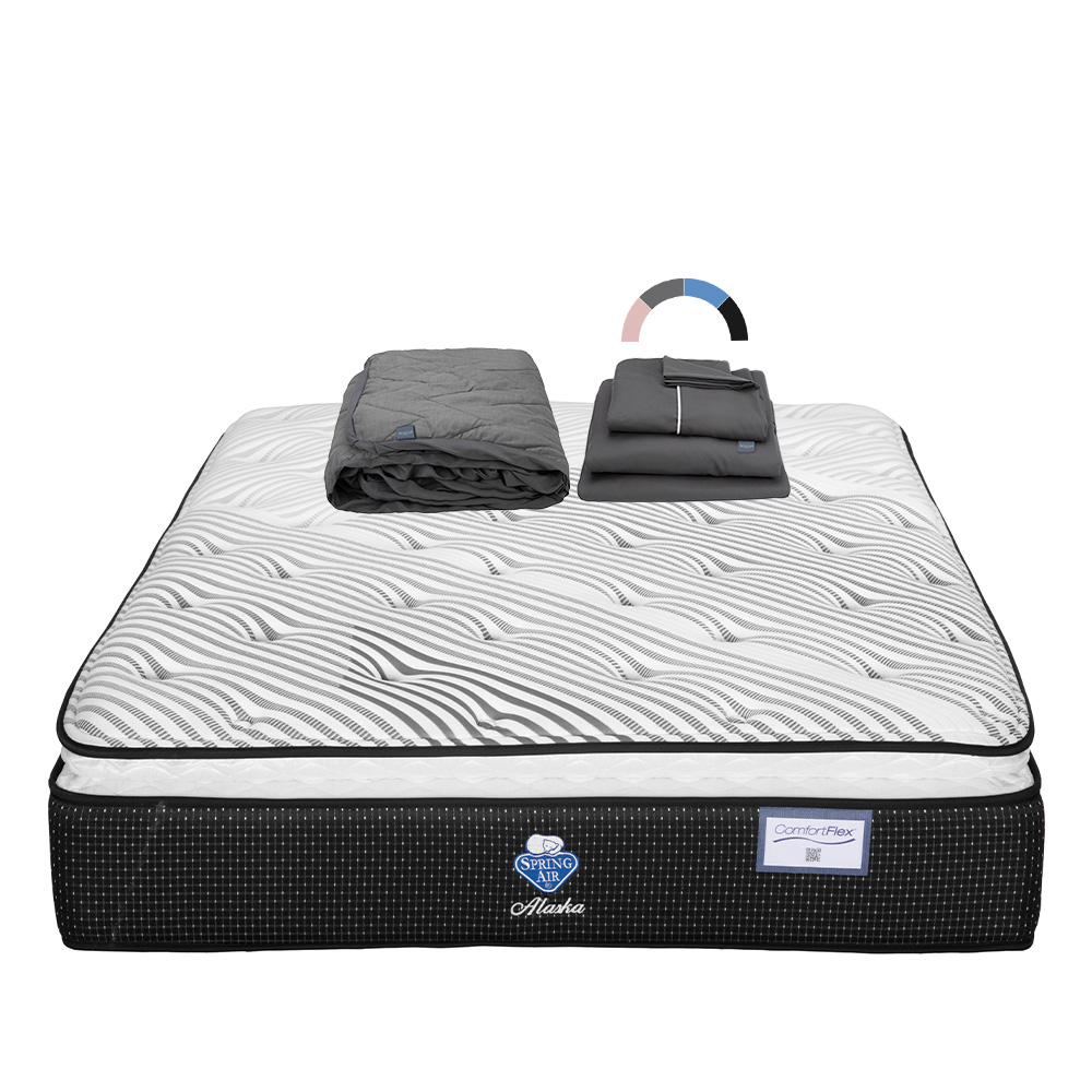 Colchón Spring Air Alaska + Protector Lux + Sábanas Royal Queen Size