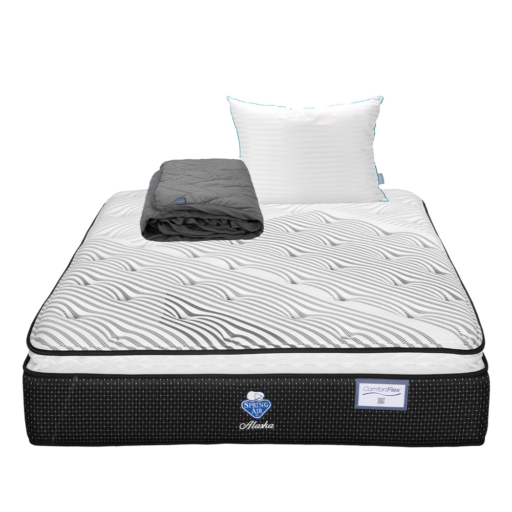Colchón Spring Air Alaska + Almohada Royal + Protector Lux Queen Size