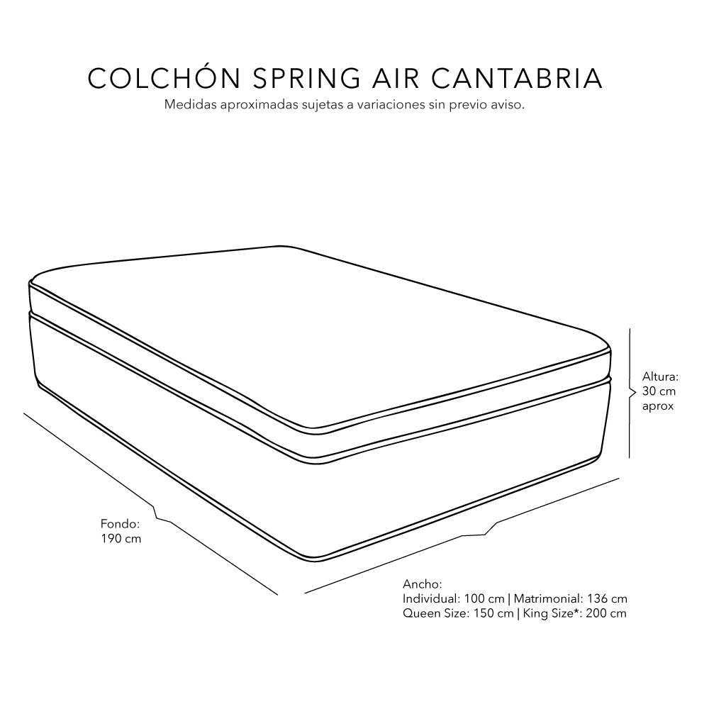 Foto 6 | Colchón Spring Air Cantabria Color Vivos Dorados Matrimonial + Almohada 2pack + Sábanas Softy