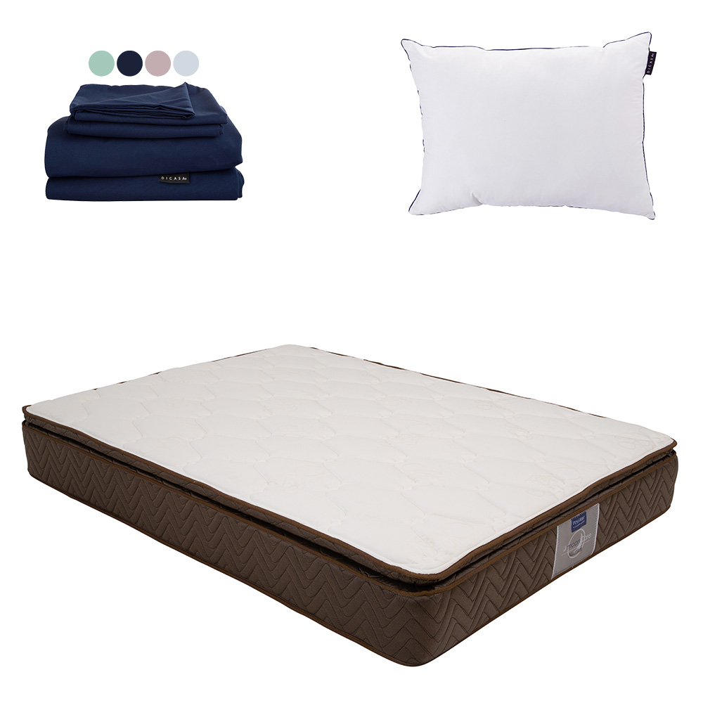 Colchón Restonic Nautilus Color Blanco Matrimonial + Almohada One + Sábanas Softy