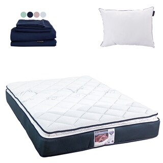 Foto 1 | Colchón Spring Air Monaco Color Azul Matrimonial + Almohada One + Sábanas Softy