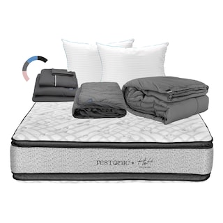 Foto 1 | Colchón Restonic Hoff Color Gris Matrimonial + Almohada Royal Twin + Protector Lux + Sábanas Royal + Edredón Homy