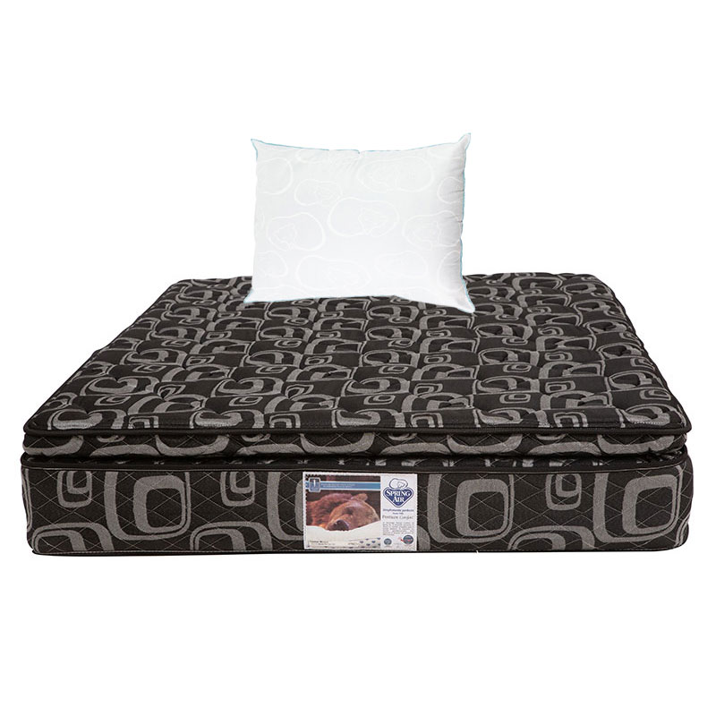 Colchón Spring Air Morgan Color Negro Matrimonial + Almohada Oso