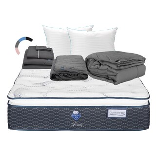 Foto 1 | Colchón Spring Air Dover Color Blanco Matrimonial + Almohada Royal Twin + Protector Lux + Sábanas Royal + Edredón Homy