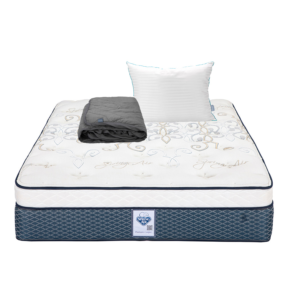 Colchón Spring Air Cantabria Color Vivos Dorados Queen Size + Almohada Royal + Protector Lux