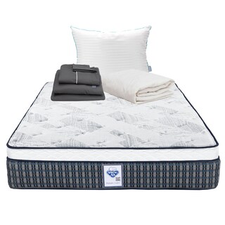 Foto 1 | Colchón Spring Air Cardona Color Cuadros Azules Queen Size + Almohada Royal + Protector Ultra + Sábanas Royal