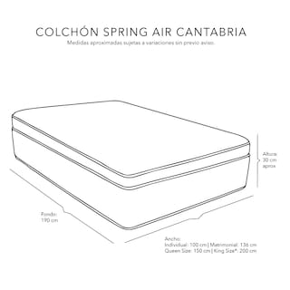 Foto 6 | Colchón Spring Air Cantabria Color Vivos Dorados Matrimonial + Almohada Royal + Sábanas Royal