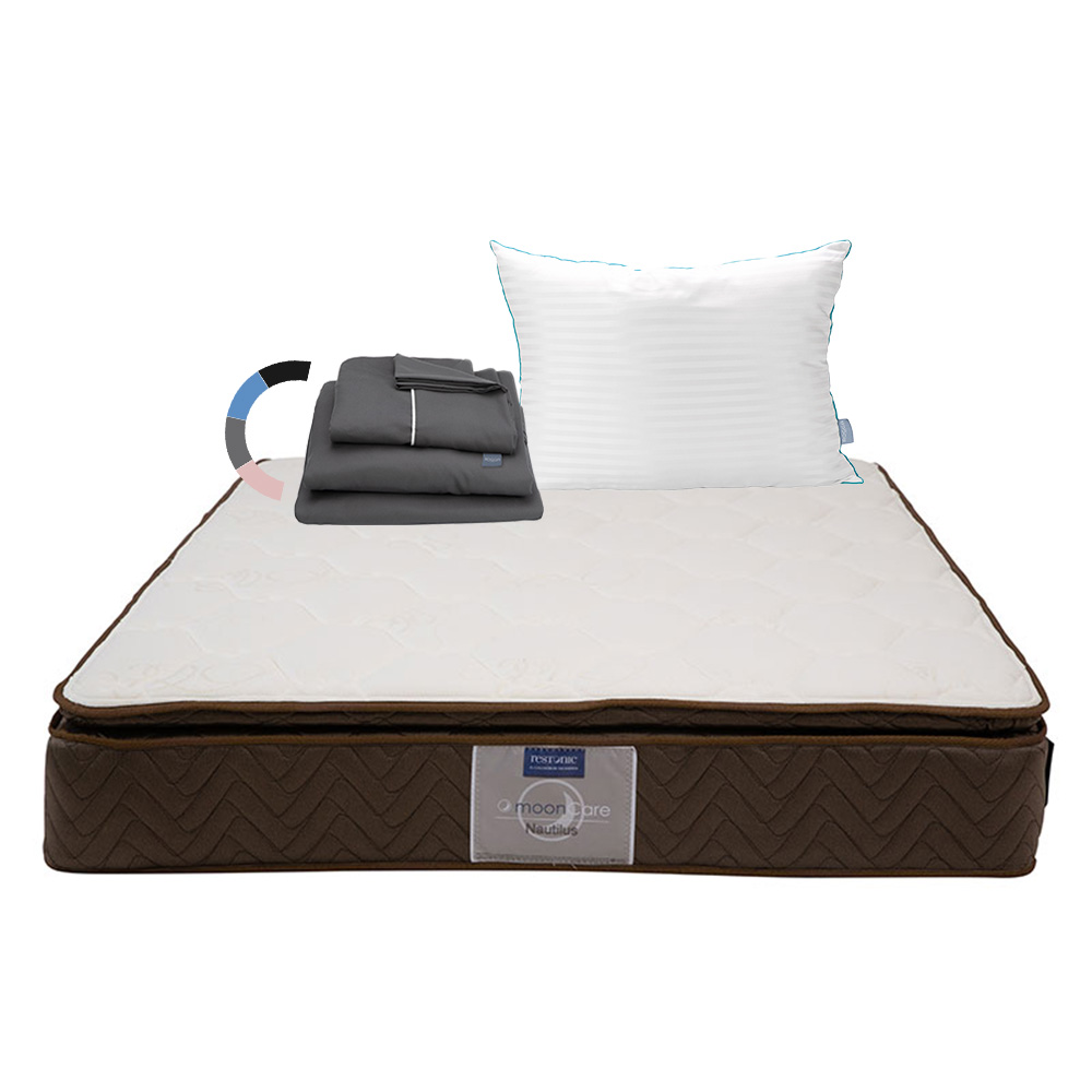 Foto 1 | Colchón Restonic Nautilus Color Blanco Queen Size + Almohada Royal + Sábanas Royal