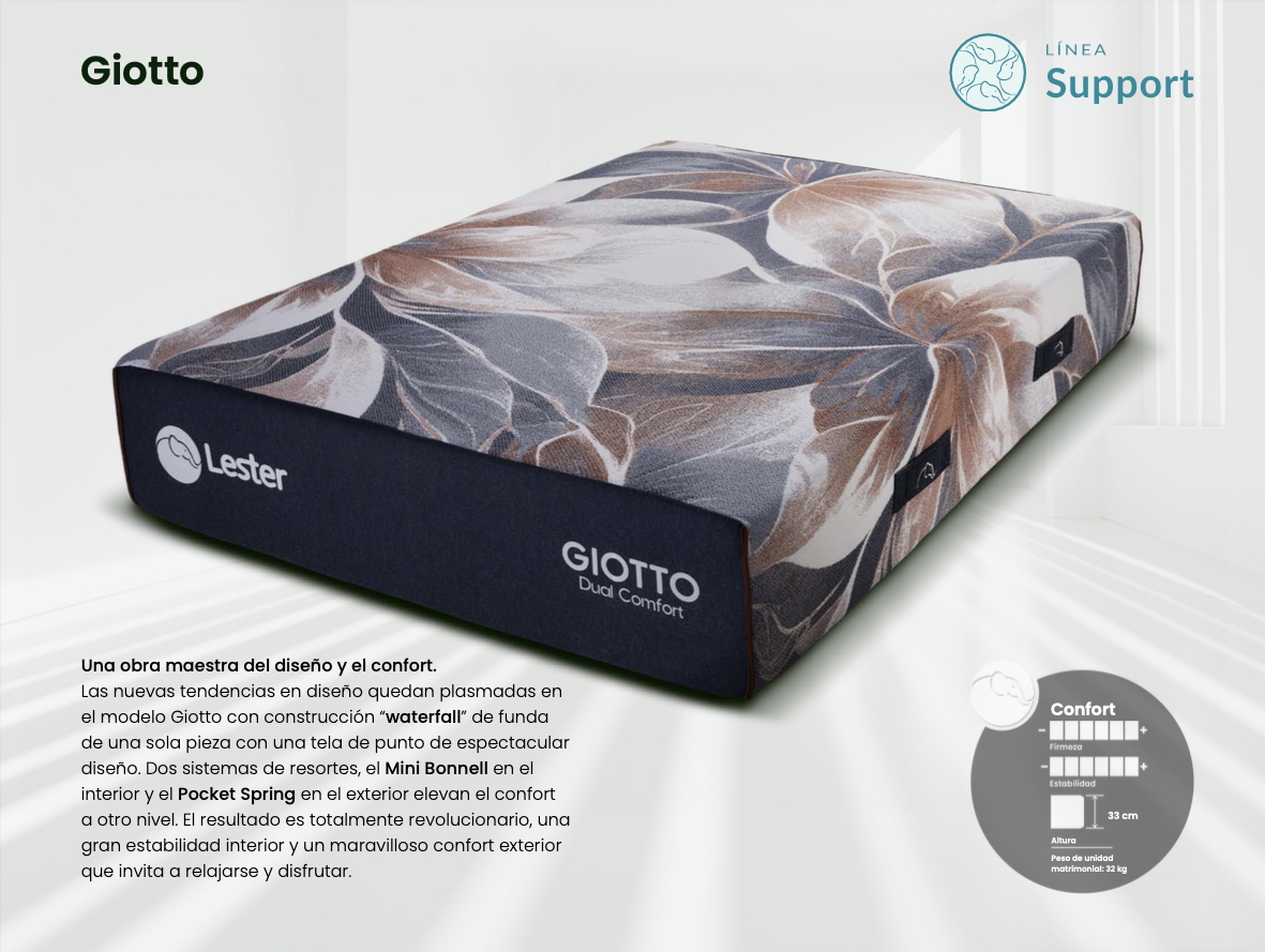 Foto 5 | Colchón King Size Lester Giotto - Línea Support Tecnología Híbrida Con Resortes Mini Bonell, Nano Pocket, Espuma Soft