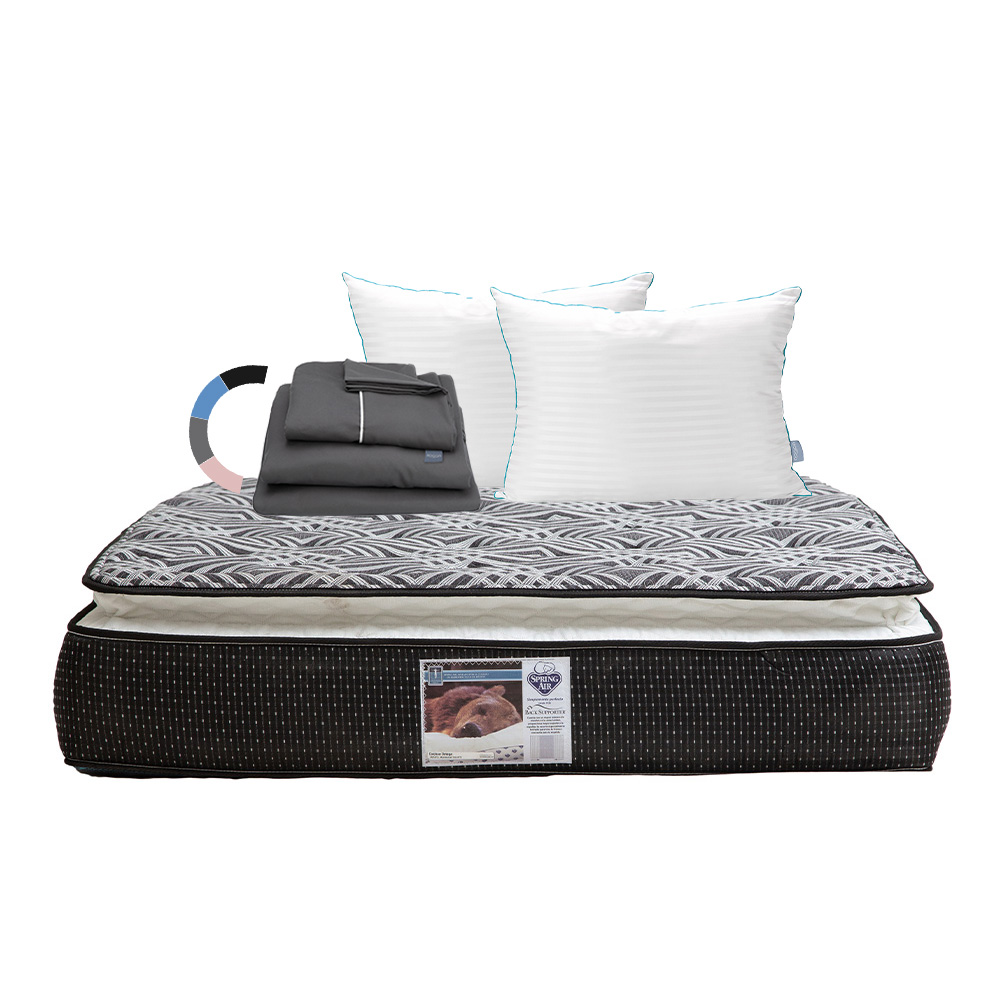 Foto 1 | Colchón Spring Air Omega Color Negro Queen Size + Almohada Royal Twin + Sábanas Royal