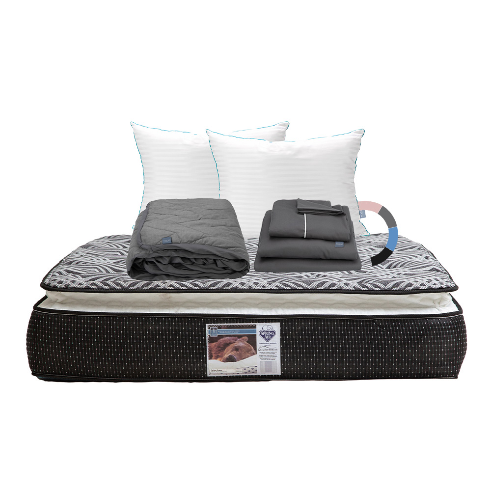 Foto 1 | Colchón Spring Air Omega Color Negro King Size + Almohada Royal Twin + Protector Lux + Sábanas Royal