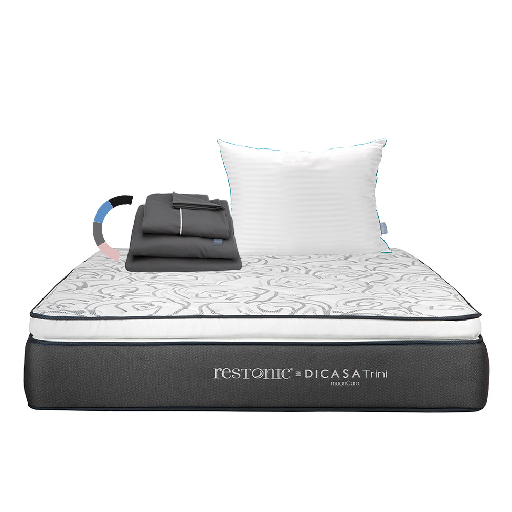 Colchón Dicasa Trini Color Azul King Size + Almohada Royal + Sábanas Royal