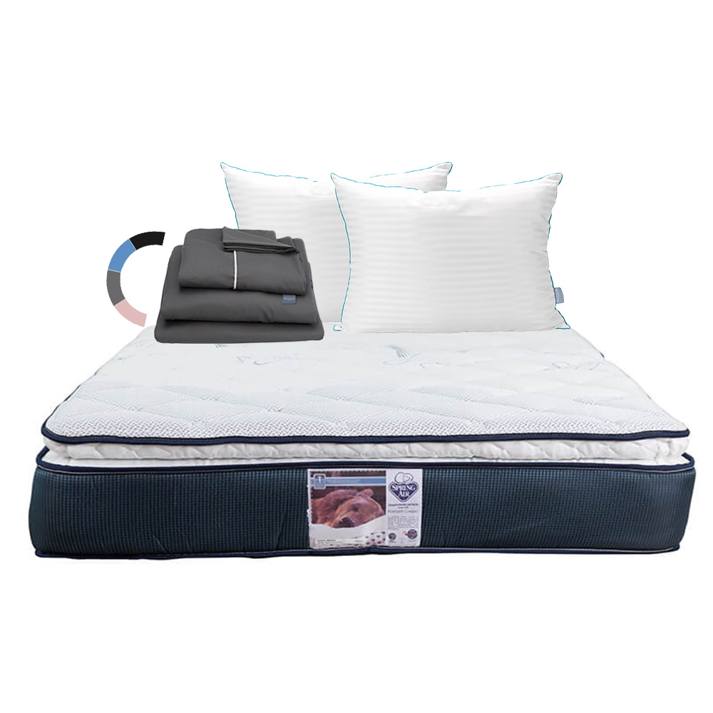 Foto 1 | Colchón Spring Air Monaco Color Azul Individual + Almohada Royal Twin + Sábanas Royal