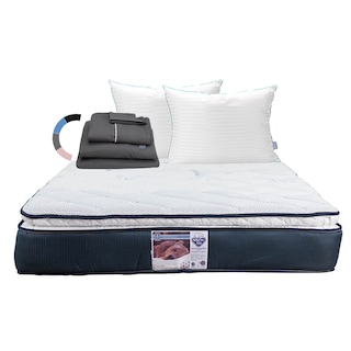 Foto 1 | Colchón Spring Air Monaco Color Azul Individual + Almohada Royal Twin + Sábanas Royal