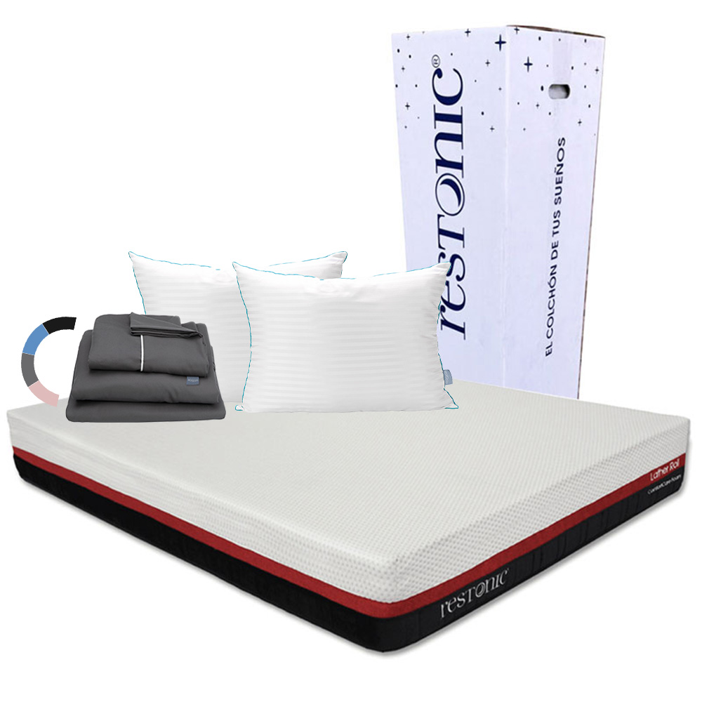 Foto 1 | Colchón Restonic Roll Color Blanco Queen Size + Almohada Royal Twin + Sábanas Royal