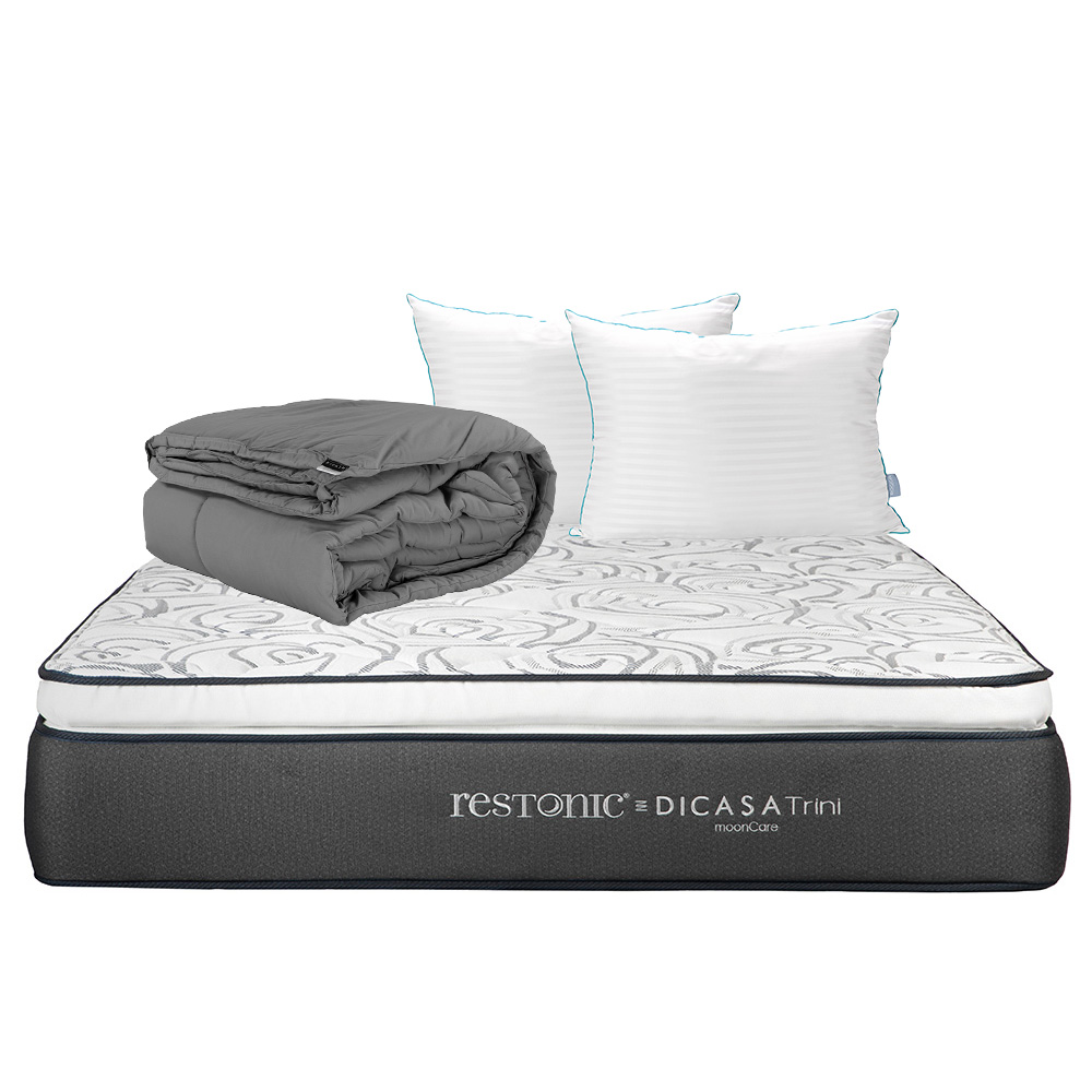 Colchón Dicasa Trini Color Azul Queen Size + Almohada Royal Twin + Edredón Homy