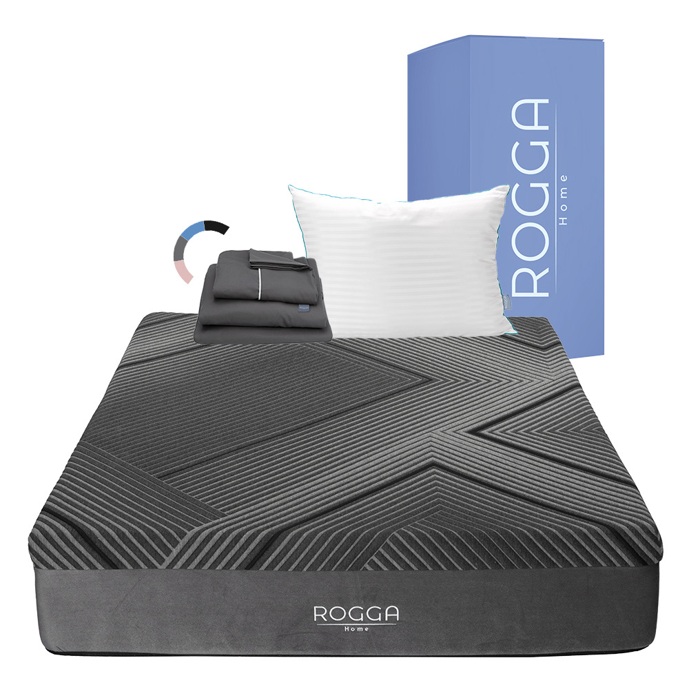 Colchón Rogga Color Gris Oxford Individual + Almohada Royal + Sábanas Royal