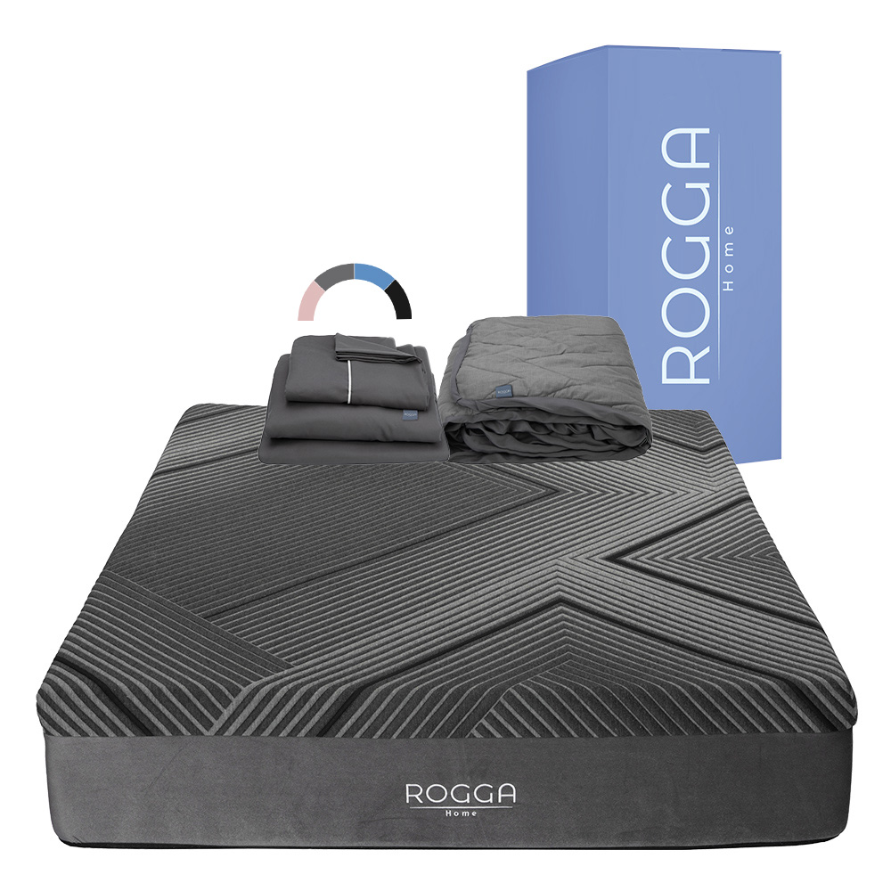 Colchón Rogga Color Gris Oxford Individual + Protector Lux + Sábanas Royal