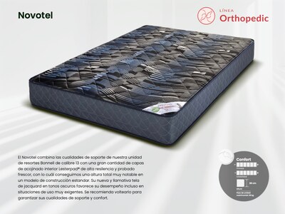 Foto 3 | Colchón Individual Lester Novotel - Línea Orthopedic - Híbrido Con Resortes Bonell, Acolchado Lesterpad, Tela Jacquar