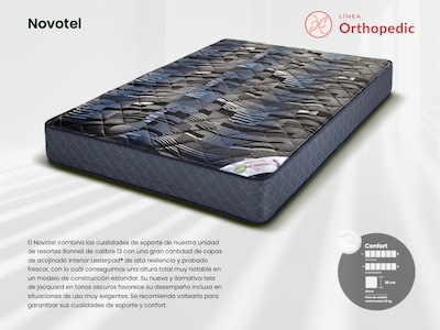 Foto 3 | Colchón Queen Size Lester Novotel - Línea Orthopedic - Híbrido Con Resortes Bonell, Acolchado Lesterpad, Tela Jacquar
