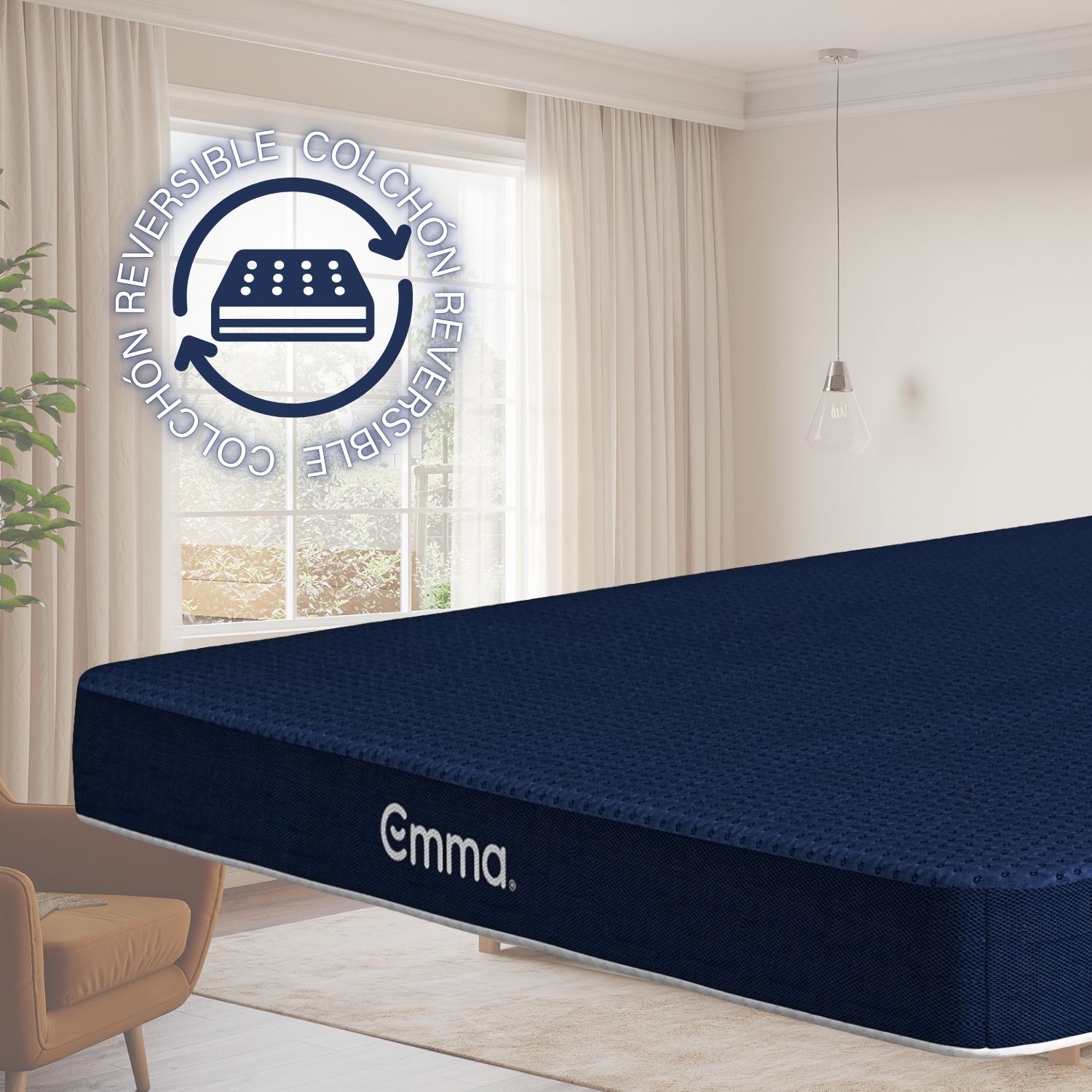 Foto 5 pulgar | Colchón Flip Emma Sleep Matrimonial Azul Firmeza Personalizable