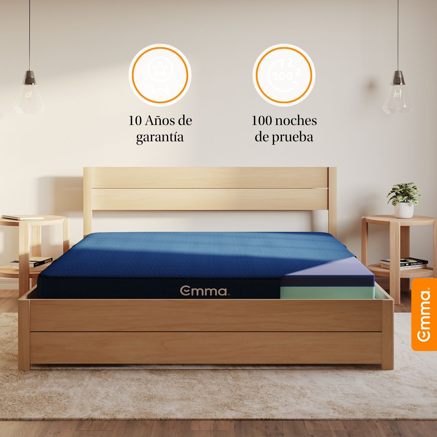 Foto 5 | Colchón Flip Emma Sleep Matrimonial Azul Firmeza Personalizable
