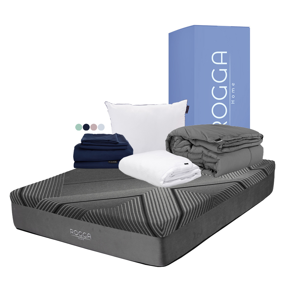 Rogga Colchon+almohada One+protector Cloud+sabanas Softy+edredon Homy Gris Oxford Memory Foam Matrimonial