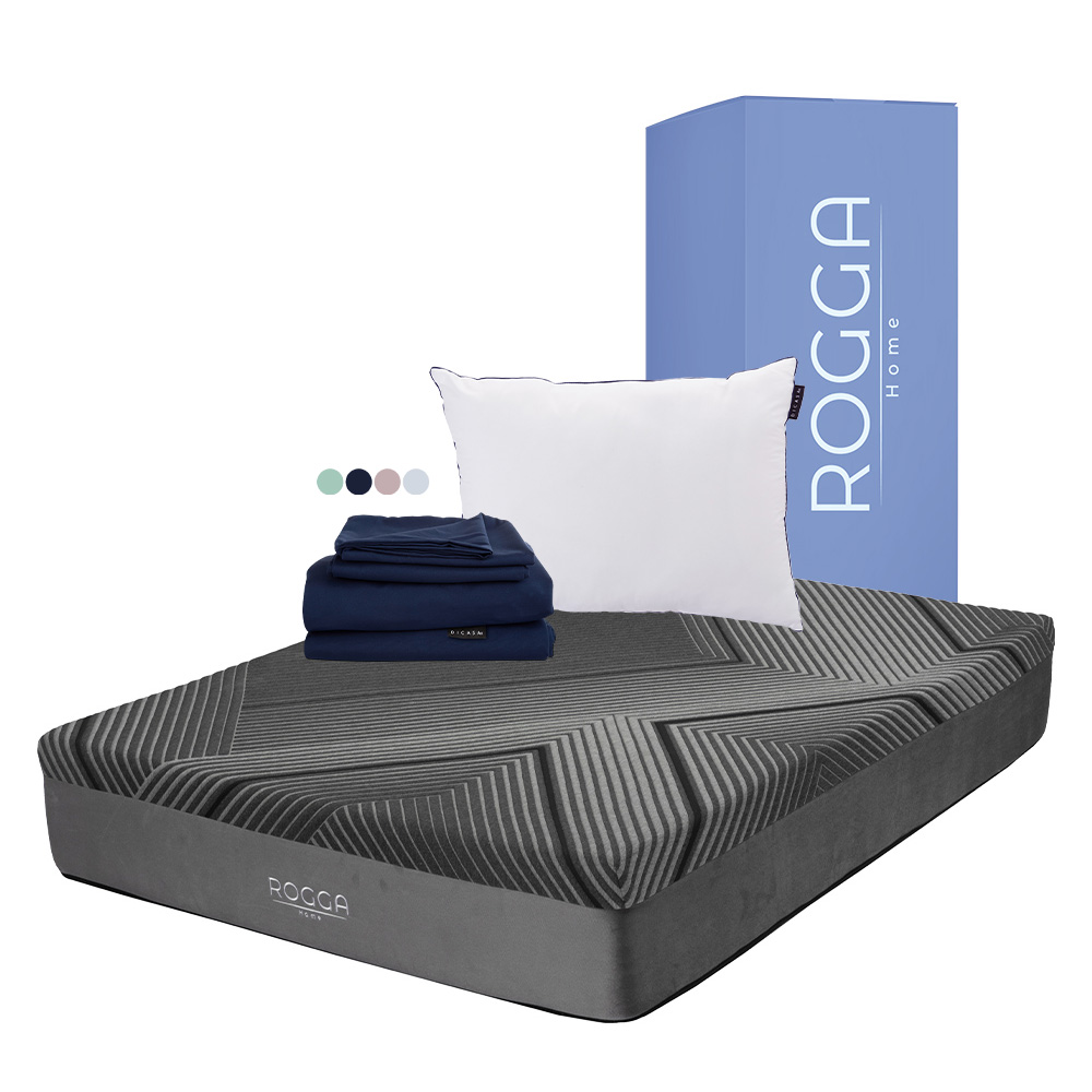 Rogga Colchon+almohada One+sabanas Softy Gris Oxford Memory Foam Matrimonial