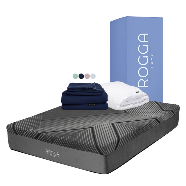 Rogga Colchon+protector Cloud+sabanas Softy Gris Oxford Memory Foam Matrimonial