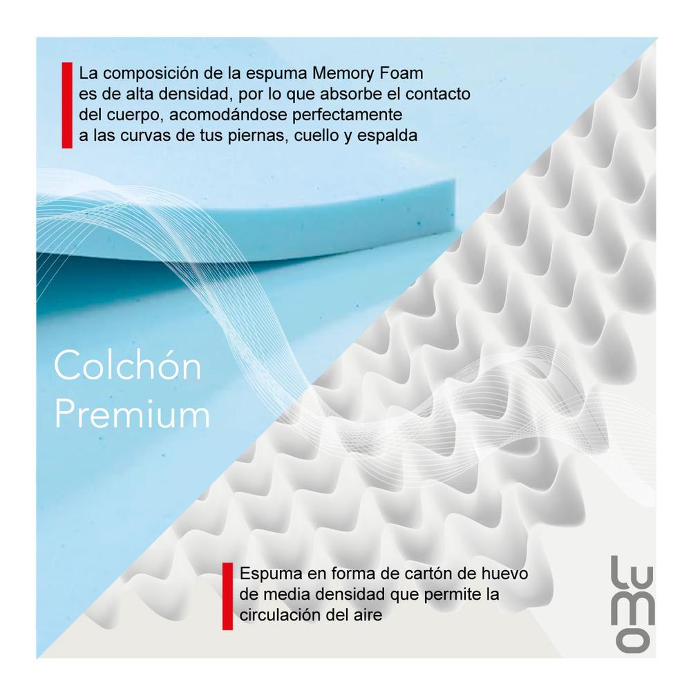 Foto 3 | Colchon Matrimonial Deluxe 32cm Eurotop Memory Foam Hibrido