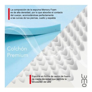 Foto 3 | Colchon Matrimonial Deluxe 32cm Eurotop Memory Foam Hibrido